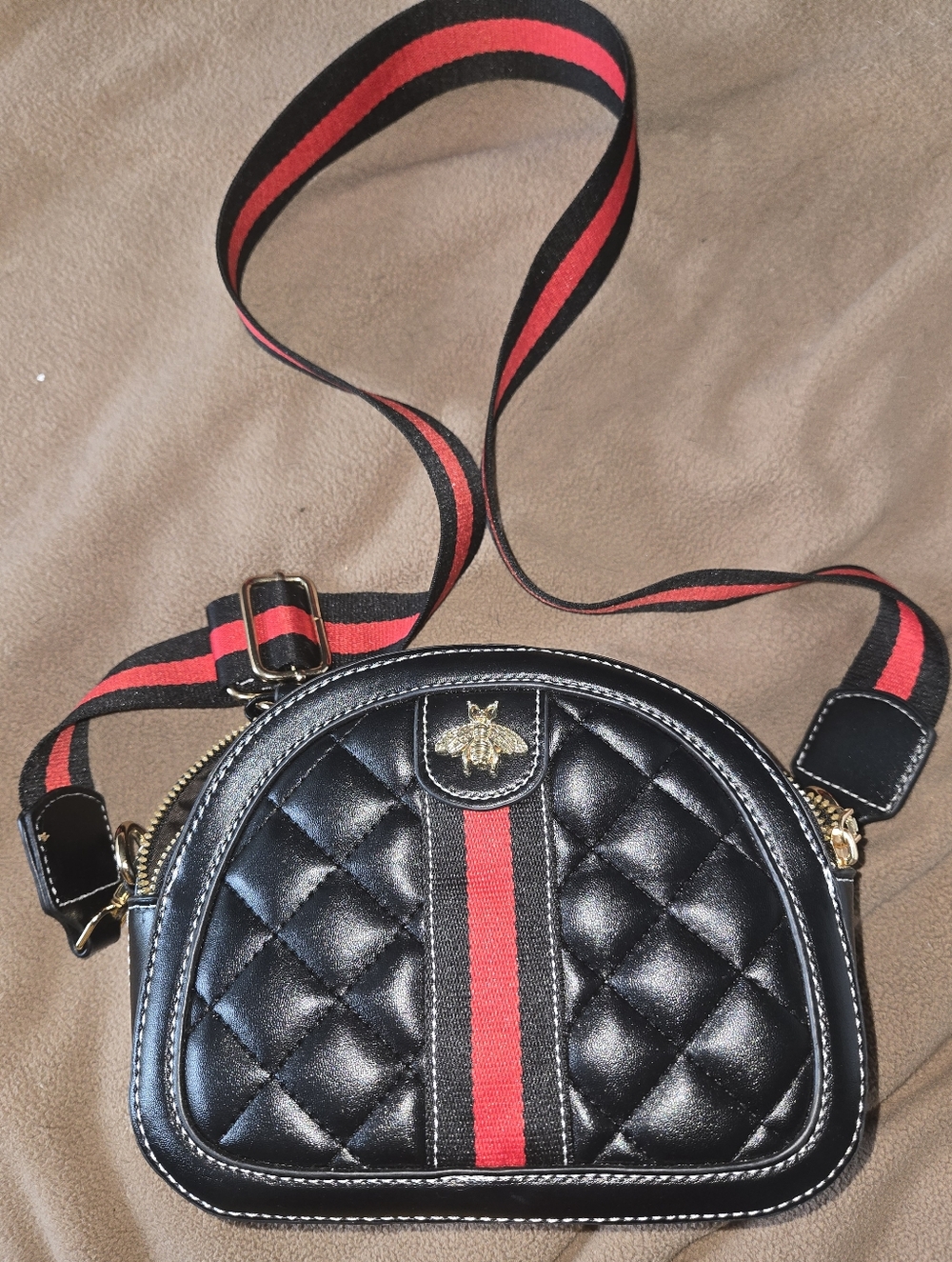 Beatfull Designer Bee Crossbody Bag Quilted Shoulder Black